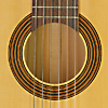 Rosette and label of guitar built after Antonio de Torres by German guitar maker S&ouml;ren Lischke in 2015 with spruce top and cypress back and sides